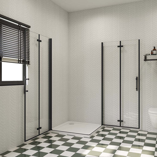 ozeansanitaer 120x90 Falttür Eckeinstieg schwarz Duschtasse cm für badezimmer