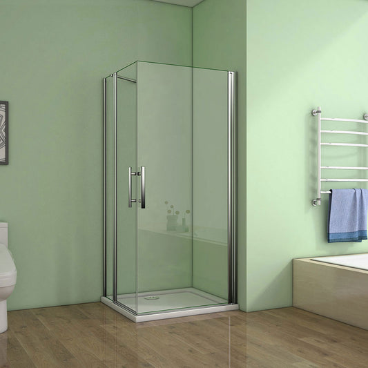 Duschkabine 120x90 x H. 195 cm Falttür+Drehtür Dusche Eckeinstieg Duschabtrennung Glasdusche Dusche Ebenerdig