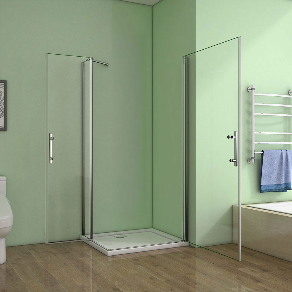 Duschkabine 120x90 x H. 195 cm Falttür+Drehtür Dusche Eckeinstieg Duschabtrennung Glasdusche Dusche Ebenerdig