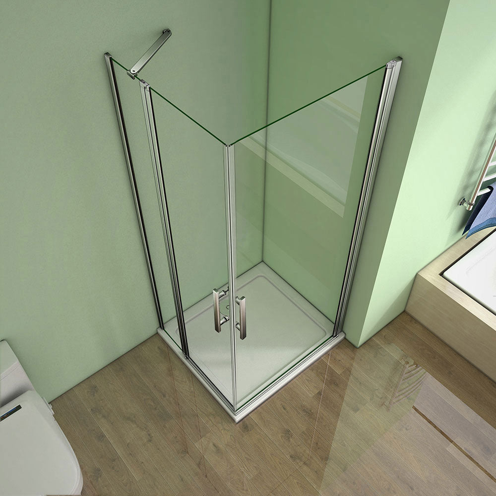Duschkabine 120x90 x H. 195 cm Falttür+Drehtür Dusche Eckeinstieg Duschabtrennung Glasdusche Dusche Ebenerdig