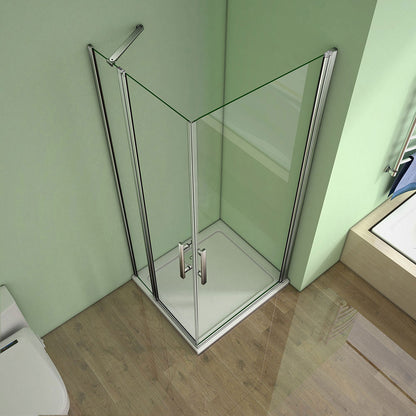Duschkabine 120x90 x H. 195 cm Falttür+Drehtür Dusche Eckeinstieg Duschabtrennung Glasdusche Dusche Ebenerdig