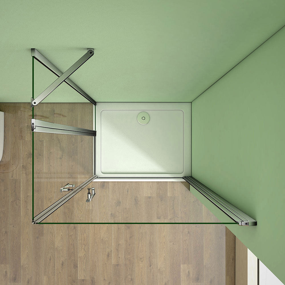 Duschkabine 120x90 x H. 195 cm Falttür+Drehtür Dusche Eckeinstieg Duschabtrennung Glasdusche Dusche Ebenerdig
