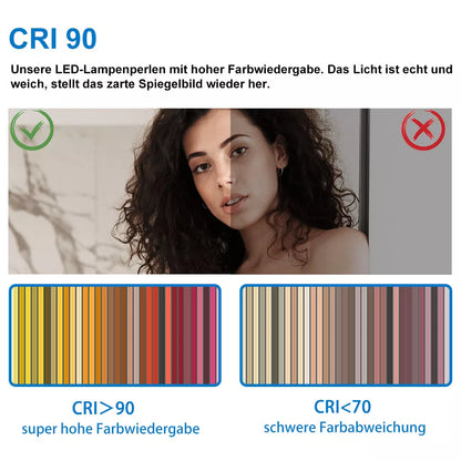 Badspiegel mit Beleuchtung,80x60cm LED Wandspiegel mit Wandschalter/Wandschalter/Touch-Schalter,Beschlagfrei,Badezimmerspiegel mit 3 Lichtfarbe 2700-6500K Dimmbar,IP44