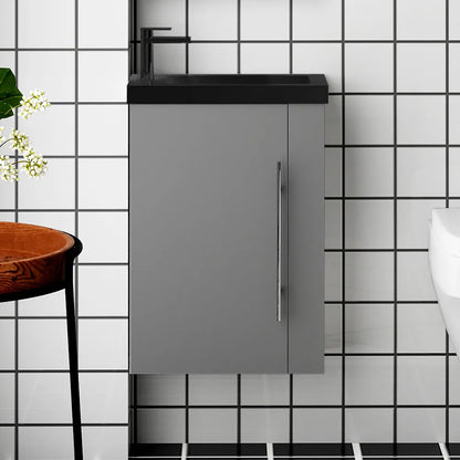 Waschtisch 45 cm Waschbecken mit Unterschrank Gäste WC Badmöbel Set klein Loft Anthrazit