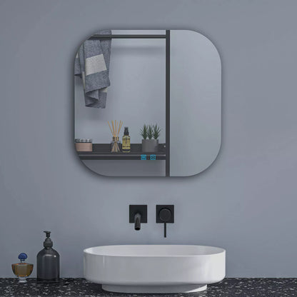 Badspiegel Quadrat mit Beleuchtung 70 cm Kalt/Neutral/Warmweiß Beschlagfrei dimmbar Memory eine Stunde automatische Abschaltung Touch/Wandschalter Spiegel mit Beleuchtung Badezimmerspiegel IP44