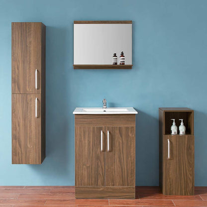 Hochschrank mit 5 Schichte 142×30×26.8 cm Hängeschrank Softclose Walnuss