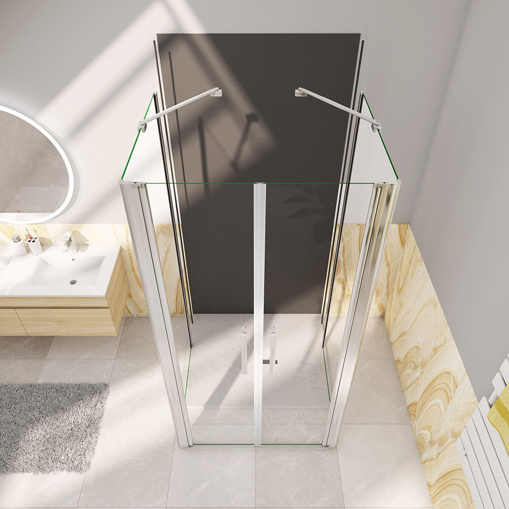 zweitürig U-Form Dusche 80x80xH.195 cm Aluverbundplatte für badezimmer