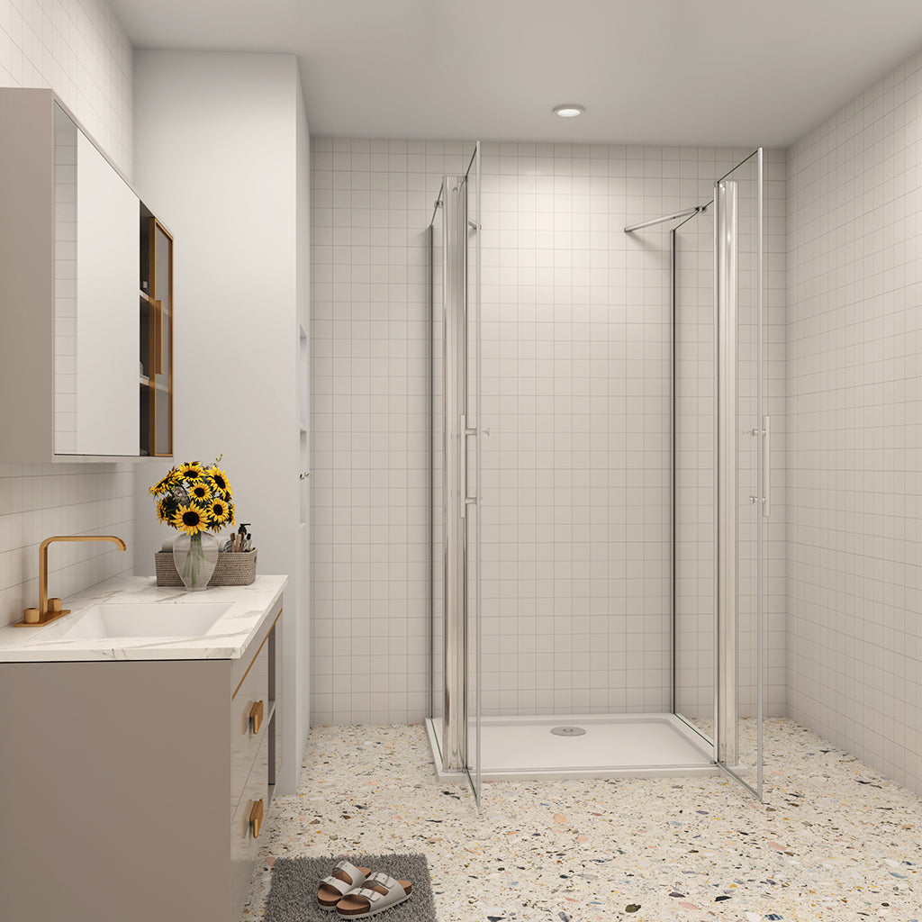 zweitürig U-Form Dusche 80x90xH.195 cm für badezimmer
