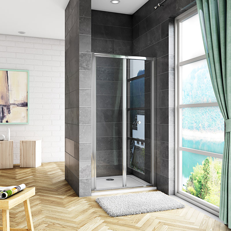 100x185cm Duschkabinen Klapptür 5mm ESG Glas Nischentür badezimmer glastür dusche Falttür