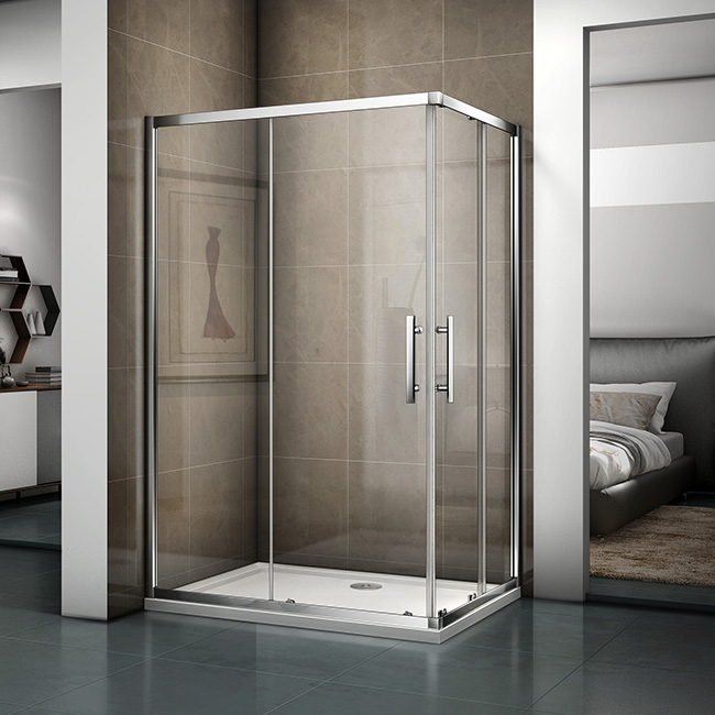 Eckeinstieg Dusche Duschkabine Schiebetür ESG Echtglas Duschabtrennung Duschwand