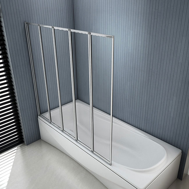 120x140 Badewannenaufsatz Faltwand Trennwand Duschwand 5-teilig