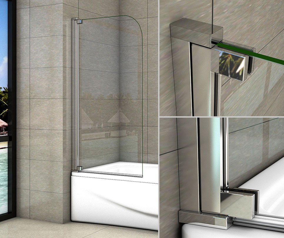 80x140cm 8mm Sicherheitsglas Badewanne Aufsatz Dusche Scharnier-Drehtür Trennwand Duschabtrennung - zum Schließen ins Bild klicken