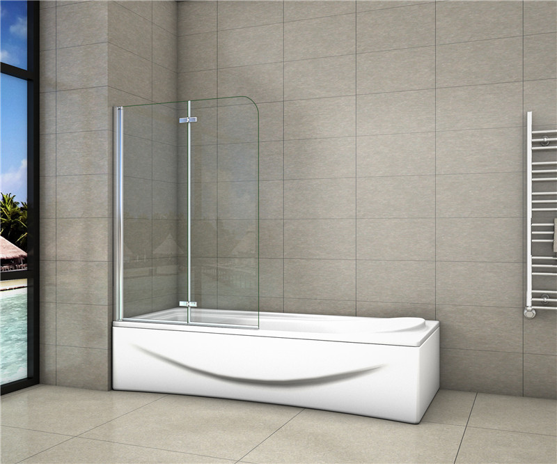 Badewanne 2-ftg.Falttür Duschwand Drehen 180°trennwand duschabtrennung 120x140cm - zum Schließen ins Bild klicken