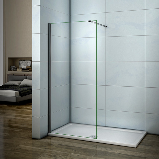 130x200 Walk in Dusche Duschwand Duschabtrennung Echtglas 8mm NANO Glas