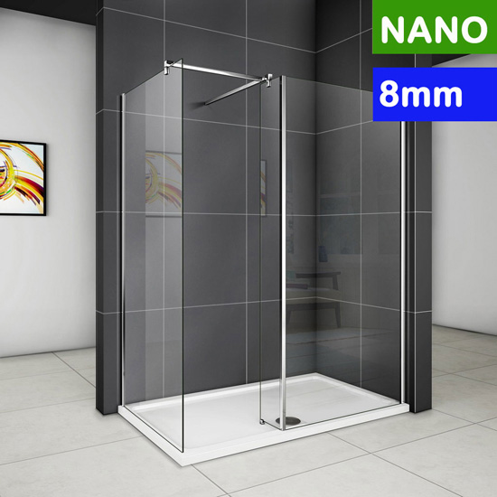 120x200cm Glaswand Duschkabine Duschabtrennung + Seitenwand 90x200cm 8mm NANO Glas