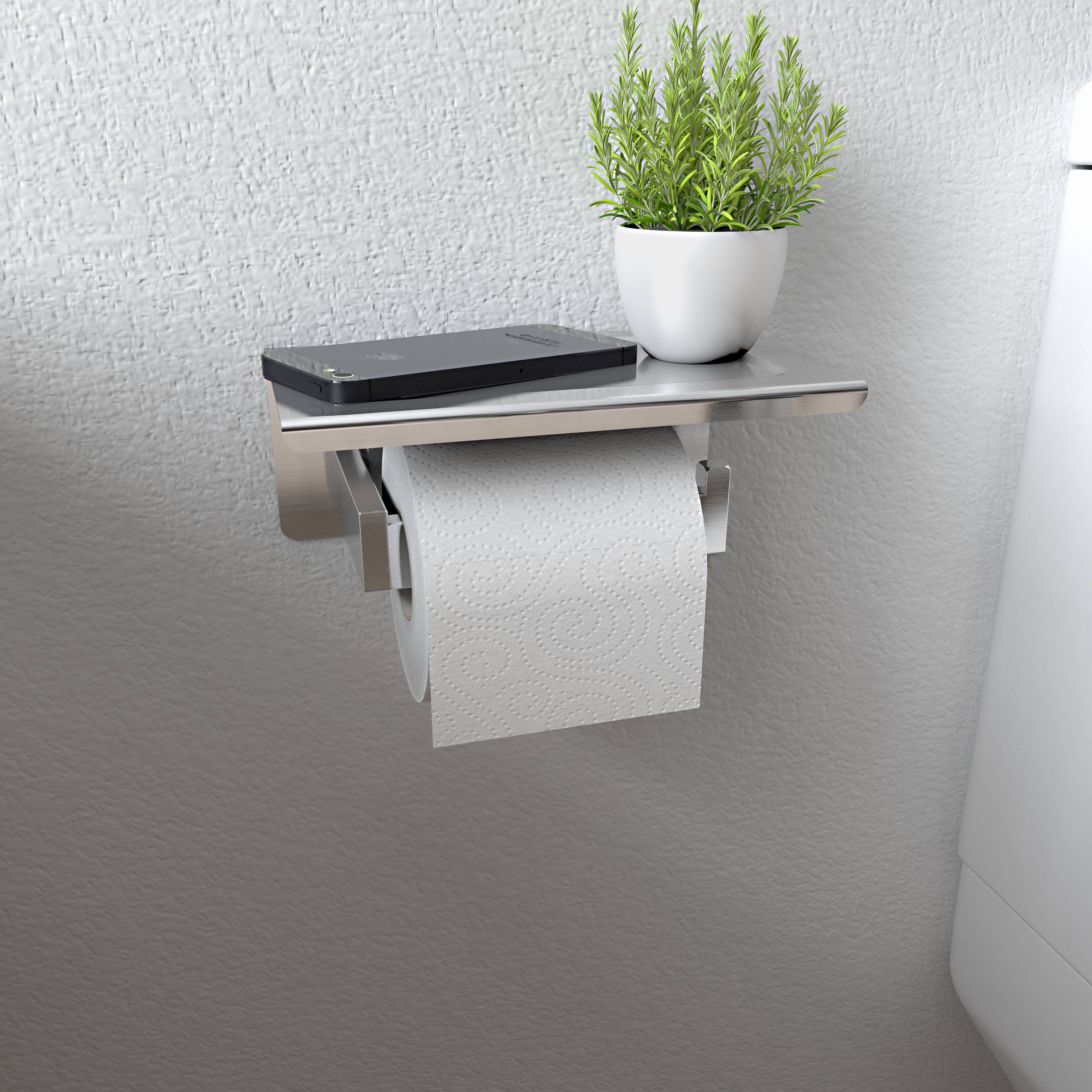Bad Toilettenpapierhalter mit Ablage Klopapierhalter Klorollenhalter Gebürstet - zum Schließen ins Bild klicken