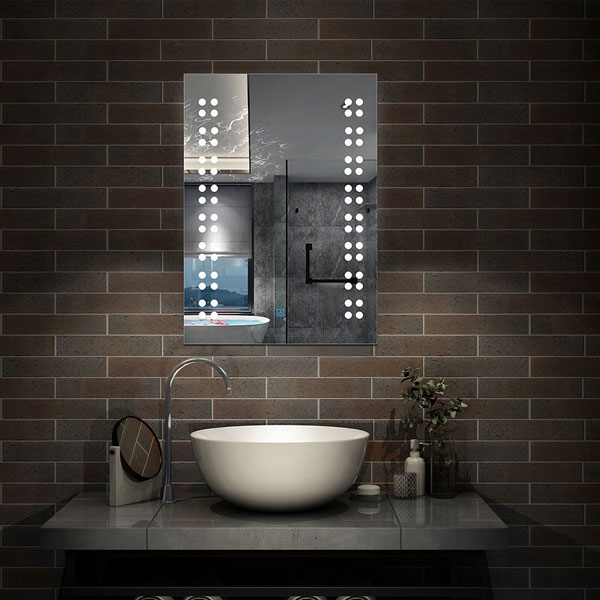 Kaltweiß LED Spiegel 39×50 cm TOUCH Wandspiegel mit Beleuchtung Lichtspiegel Einzel Touch-Schalter