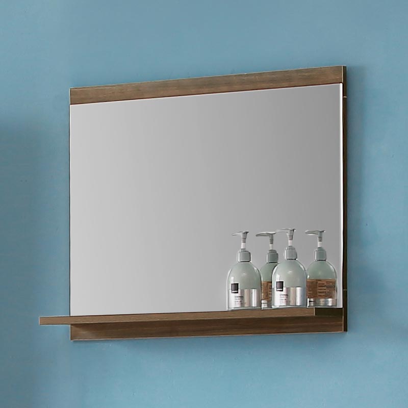 60 cm Spiegel mit Ablage Walnuss Wandspiegel