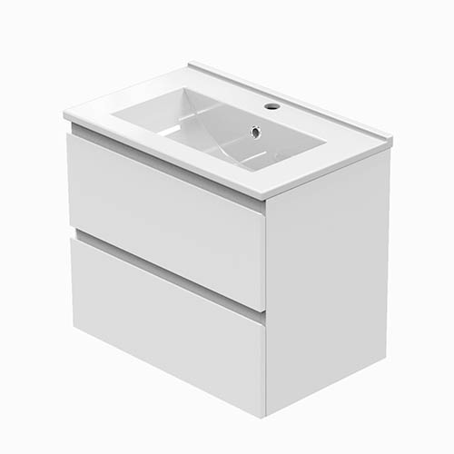 Badmöbel Set 60 cm Weiß Waschbecken mit Unterschrank Soft-Close