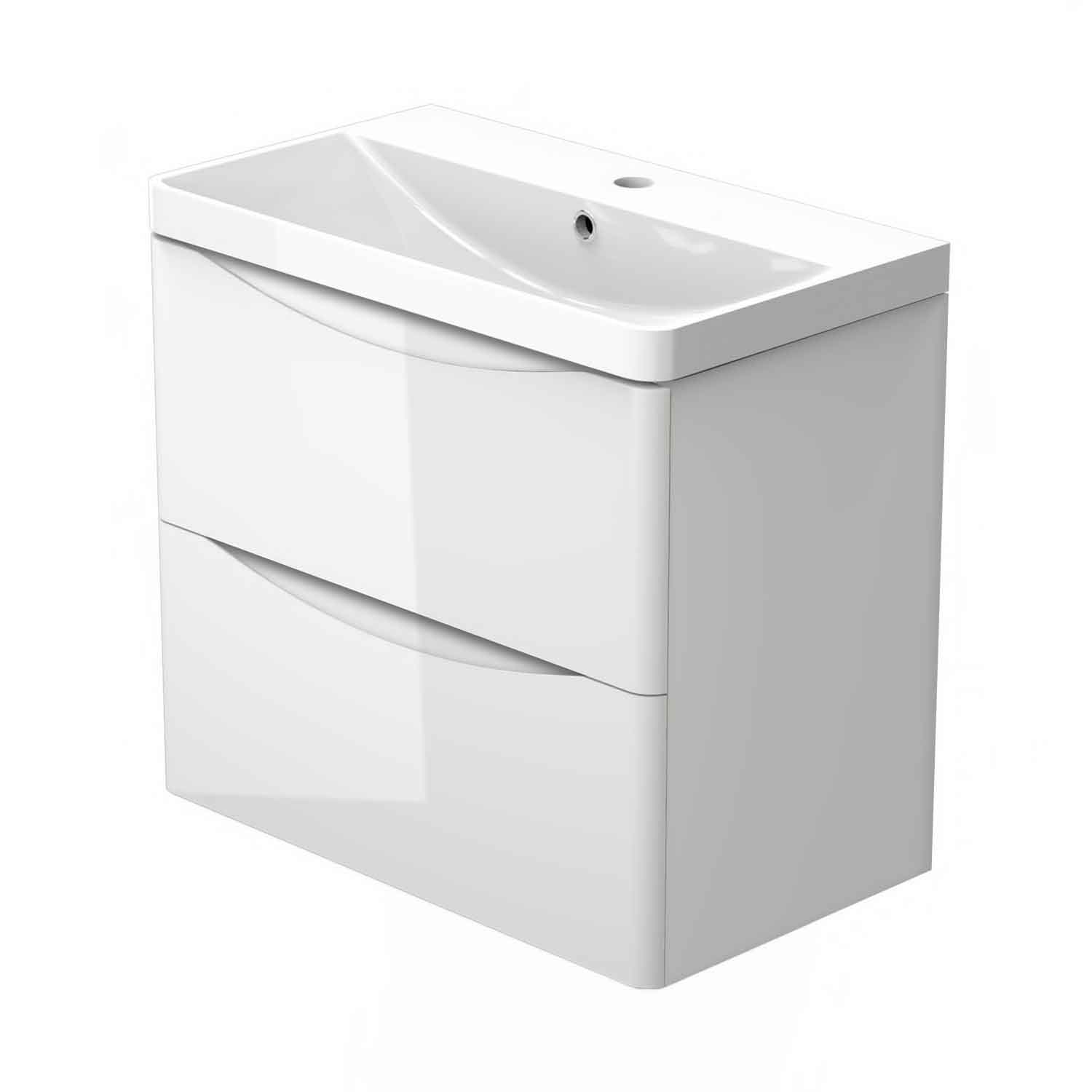 Badmöbel Set 60 cm Vormontiert Weiß Waschbecken mit Unterschrank inkl. 2-Schubladen Soft-Close Funktion