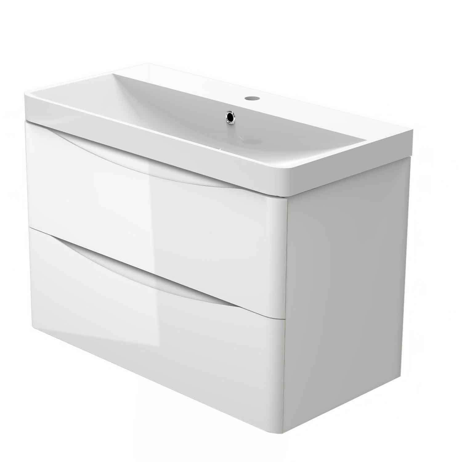 Badmöbel Set 80 cm Vormontiert Weiß Waschbecken mit Unterschrank inkl. 2-Schubladen Soft-Close Funktion