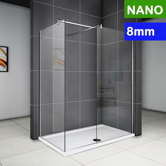 100x200cm Glaswand Duschkabine Duschabtrennung + Seitenwand 90x200cm 8mm NANO Glas